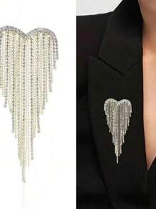 1 pieza Broche de mujer con forma de corazón y borla, decoración elegante para uso diario, boda y fiesta