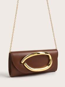 Retro Vintage Solid Color Clutch Wallet, All-Match Carry On Purse, Stylish PU Bag For Women, And For Wedding, Party, Prom, Dinner, Fashionable Clutch Bags For Woman - Brown - View 4