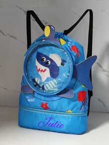 1 Customizable Back-To-School Backpack Swimming Bag Wet And Dry Separation Waterproof Storage Bag Sports Fashion Portable Cute Cartoon Large Capacity Backpack. Shark, Crocodile Animal Sports Outdoor Bag. Can Store Shoes, Underwear, Bras, Clothes And Toiletries. Suitable For Daily School, - Multicolor - View 8