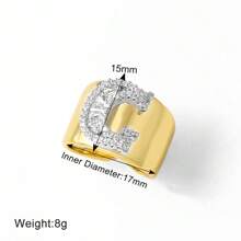 Chunky CZ Crystal 26 Letter Rings For Women Gold Silver Color Wide Rings Initial Jewelry Party Gifts