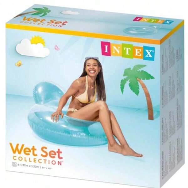 Colchoneta flotante para piscina, asiento de ocio para parque acuático, fil a l, anillo de asiento inflable azul para piscina, accesorios de natación de verano