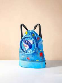 1pc Zipper Closure Fashion Cartoon Unicorn/Little Crocodile/Little Shark/Little White Rabbit Swimming Bag Children's Wet And Dry Separation Waterproof Storage Bag, Boys And Girls Sports Fashion Portable Cute Cartoon Backpack Bag, Suitable For Outdoor, School Daily Use, Is A Perfect Gift For Boys And Girls (Pattern Position Random)