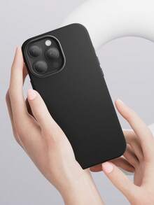 1pc Luxury Liquid Silicone Phone Case, Compatible With Apple 17/17 Air/17 Pro/17 Pro Max/16/16 Pro/16 Plus/16 Pro Max, Protective Cover Compatible With Iphone 16 Pro Max, Shock-Absorbing - Black - View 6