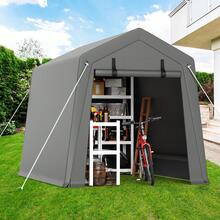 Carport Storage Shed, 6 X 8 Ft Portable Motorcycle Tent With Roll-Up Dual-Zipper Doors, Waterproof And UV-Resistant, Portable Garage For Motorcycle, Bike, And Outdoor Tools, Gray - Grey - View 2