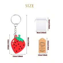 Llaveros con forma de fresa como recuerdos para invitados de fiesta de cumpleaños, bolsas blancas de regalo, etiquetas de agradecimiento, recuerdos con tema de frutas para fiestas, Navidad