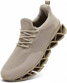 Men's Running Shoes Blade Tennis Walking Fashion Sneakers Breathable Non Slip Gym Sports Work Trainers - Z9 Khaki - View 1