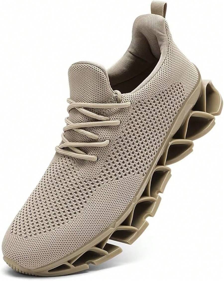 Men's Running Shoes Blade Tennis Walking Fashion Sneakers Breathable Non Slip Gym Sports Work Trainers - Z9 Khaki - View 1