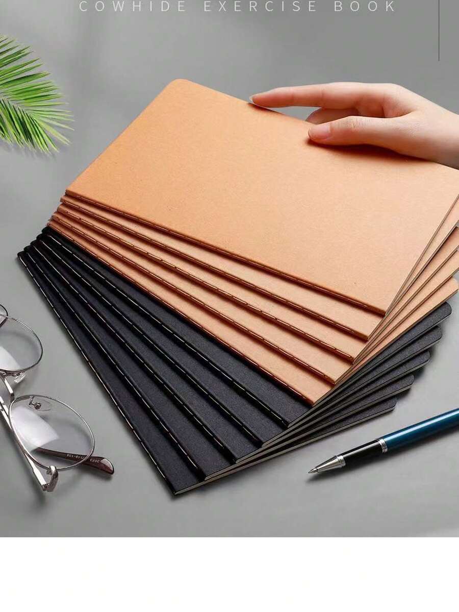 5pcs Notebook Set With 3pcs Pens, 36 Sheets/72 Pages Thick Kraft Paper A5 Line Notebook, Student Exercise Book, Learning Practice Notebook, Notebook Pen Set - Multicolor - View 1
