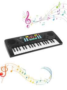 1pc 37/61 Key Youth Digital Music Piano Keyboard, Portable Electronic Instrument, Youth Multifunctional Keyboard With Microphone Gift (Black), Birthday Gift Graduation Gift Christmas Gift New Year Gift
