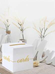 1 件优雅的白色金箔卡盒，带插槽的铂金婚礼卡盒，完美的婚礼礼物，婴儿洗礼，婚礼现金盒架，婴儿洗礼，周年纪念，生日派对，毕业典礼桌中心装饰，婚礼装饰，装饰中心装饰，房间装饰，派对上新娘最喜爱的，夏季礼物海滩用品 - 白金 - 查看 9