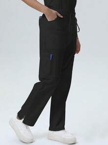 Women's /Healthcare Pants, Comfortable Pants, Solid Color Simple Multi-Pocket Pants