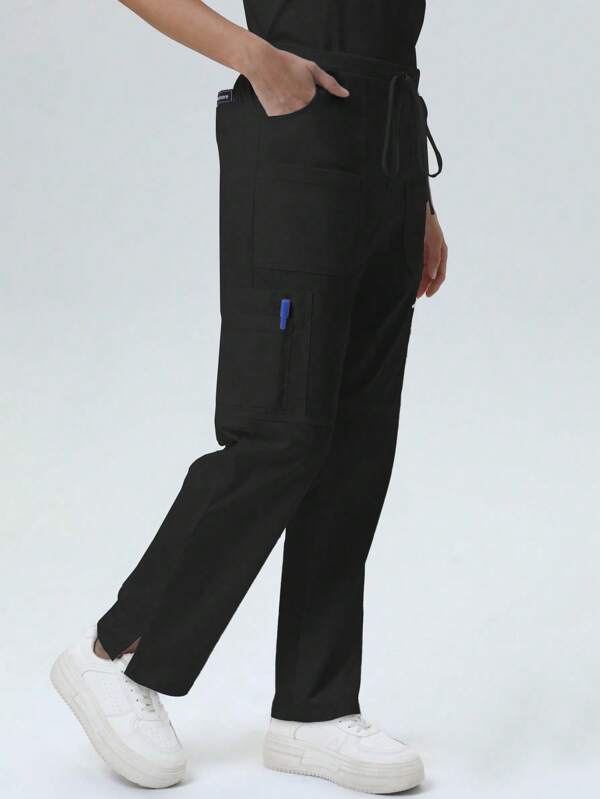 Pantalones de mujer/ de cuidado de la salud, pantalones cómodos, pantalones simples de un solo color con múltiples bolsillos