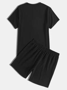 Warner Bros 2pcs Men's Casual Super Hero Cape Graphic Tee & Shorts Set, Summer