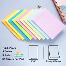 9 Pack Lined Sticky Notes 4X6 In Post 9 Pastel Colors Large Ruled Post Sticky Colorful Super Sticking Power Memo Pads Strong Adhesive Sticky Notes With Lines Office Home 35 Sheets Pad