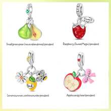 1 Set Accessori per braccialetti fai da te con ciondoli a tema frutta: pera verde, lampone, limone, mela. Un set fresco e dolce per l'estate! Limoni, fiori, api, ciondoli fai da te per vivacizzare l'estate