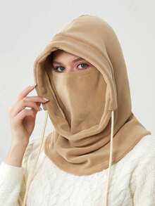 防风冬季面罩，男女款保暖羊毛滑雪面罩，冬季摩托车骑行护颈，可调节肩带，黑色和灰色随机