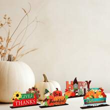 1/130 Sets verfügbar, 2 Stücke/Set 2D Herbst Erntedank fröhlicher Kürbis Truthahn Gewürz Ernte Holzretro Tischdekoration geeignet für Herbst Erntedank Thema Bauernhaus Dekoration, Zimmer Dekoration, Heimdekoration