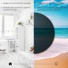 Vintage Square Progressive Multifocal Presbyopic Glasses, Photochromic Gray Sunglasses For Men Women Readers (+0.00/+2.00 Magnification) - Clear Blue - 查看 3