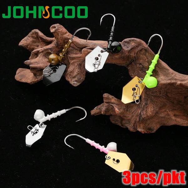 3pcs/Pkt Jig Head Hooks 9g Exposed Barbed Hooks With Spoon Spinner Jigging Worm Hook Soft Lure Accessories