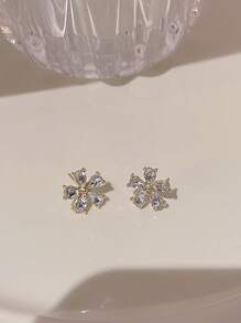 Exquisite Elegant Casual Cute Cherry Blossoms Earrings Flower Cubic Zirconia Earring For Woman Daily Vacation Music Festival Anniversary Gift Couple's Gift,Gift For Her