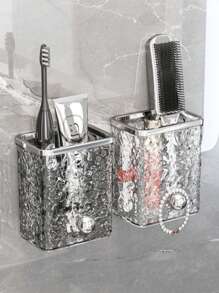 1 pieza Caja de almacenamiento montada en la pared con patrón ondulado, sin necesidad de perforar, organizador de tocador de baño, estantería de ducha