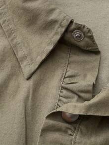 Women's Solid Color Lapel Long Sleeve Button-Down Shirt Top Casual Denim Blouse,Halloween Costumes - 灰色 - 查看 5