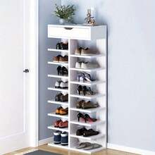 8/9 Tier Shoe Storage Rack Standing Cabinet Footwear Organizer Narrow Shelf Wood - White - View 10