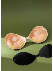 Strapless Sticky Silicone Bra Cup Pad Thickened 3cm Cleavage Enhancer Invisible Push Up Bra For Small Bust, Suitable For Dresses, Wedding Gowns