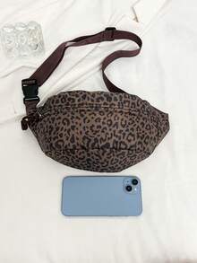 时尚豹纹尼龙面料运动休闲女士胸包，简约旅行街头风格 - 彩色 - 查看 9