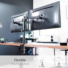 13"- 27" Double Dual Display Computer Screen Monitor Arm Mount Desk Stand LED CC - Black - View 6