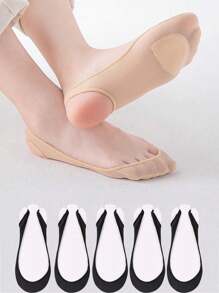 1/5 Pairs Invisible Boat Socks Women Summer Silicone Non-Slip Socks For High Heels Shoes Ice Silk Thin Half-Palm Suspender Sock