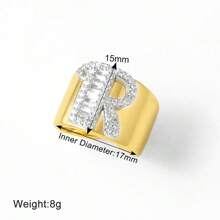 Chunky CZ Crystal 26 Letter Rings For Women Gold Silver Color Wide Rings Initial Jewelry Party Gifts