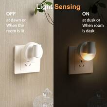 Veilleuse LED rotative à 360°, avec capteur intelligent, capteur crépuscule à l'aube, 2700K 0,5W blanc chaud, veilleuse à fiche unique pour couloir, chambre, nurserie, cuisine, escaliers