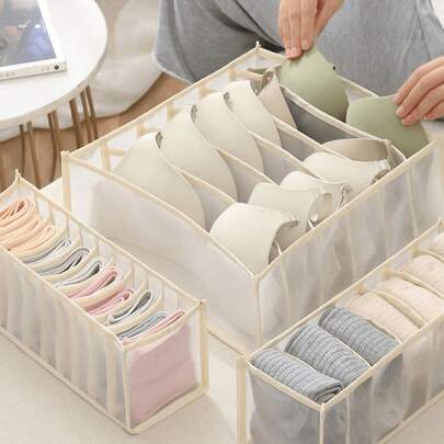 24pcs Clothing Storage Box Set, Contrast Color Edged Underwear Storage Box (3pcs), Versatile 3pcs Underwear & Sock Storage Set - Plastic Drawer Dividers, Efficient Wardrobe Storage, Large Capacity Wardrobe Clothing Organizer Boxes, 7-Grid Cabinet Storage Boxes, Washable Drawer Wardrobe Storage Boxes