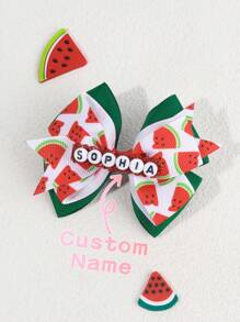 1 pièce Nœud papillon personnalisé pour cheveux en forme de fraise et pastèque pour filles, mignon et doux, accessoire d'été fruité, pince à cheveux, accessoire de vacances fraise, cadeau d'anniversaire parfait pour enfants, accessoire de cheveux avec clip alligator