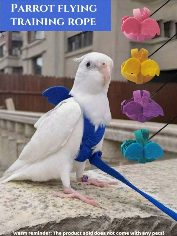 Arnés para loro mascota con diseño ajustable, hecho de cuerda de nailon resistente a mordeduras, incluye correa de entrenamiento de 1.8m para vuelo al aire libre, adecuado para loros pequeños, un accesorio indispensable para animales pequeños