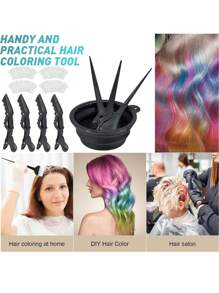 12 pièces Kit de décoloration des cheveux Produits professionnels de coloration des cheveux avec pinceau à coloration, bol à coloration, cache-oreilles, pinces à cheveux pour coloration de salon, coloration des cheveux à la maison, mèches, rentrée scolaire, accessoires de voyage, essentiels pour les vacances, accessoires pour cheveux pour femmes