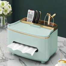 1 pièce Boîte à mouchoirs multifonctionnelle pour bureau, boîte de rangement pour télécommande et accessoires divers, boîte de rangement de luxe pour table basse de salon, organiseur multifonction pour télécommandes, décoration maison créative, porte-papier mouchoirs haut de gamme, convient pour le salon, la table à thé, la salle à manger, la chambre et la coiffeuse