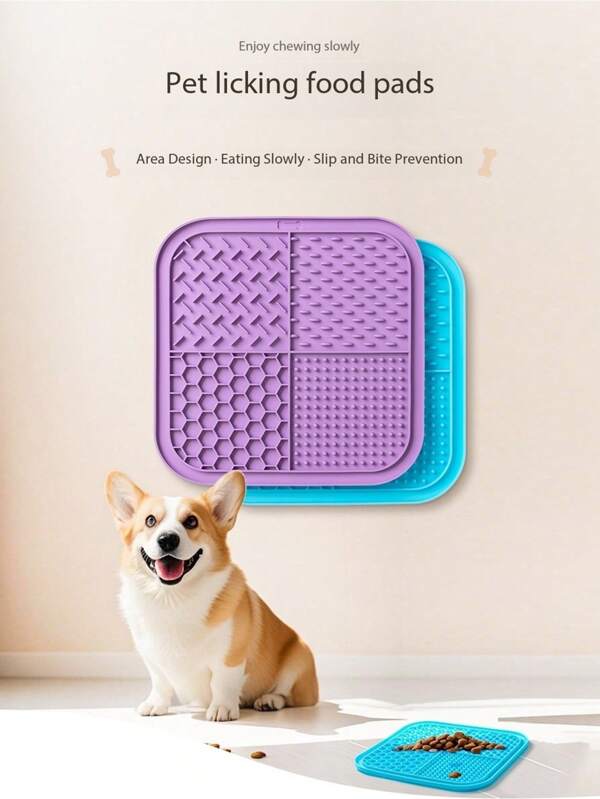 Pet Lick Pad, Slow Feeder For Pets, Universal For Cats And Dogs, Avoid Pet Indigestion, Partition Design, Suction Cup Fixing, Washable, Colors Available, 1 Piece