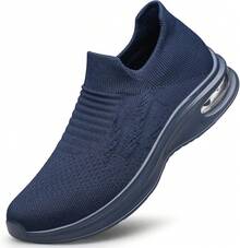 Mens Walking Shoes Slip On Lightweight Running Shoes Workout Athletic Tennis Shoes Gym Sneakers-2025 - 藏蓝色 - 查看 1