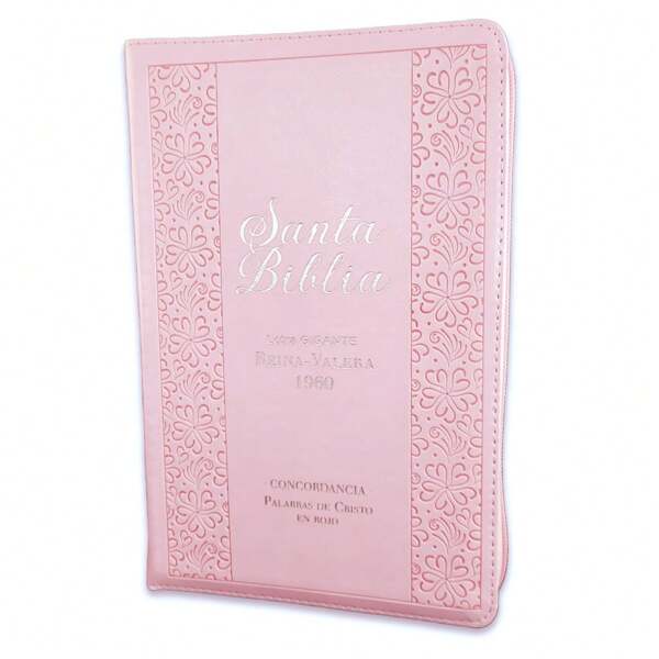 Biblia Para Mujer Con Cierre Letra Gigante Manual 14 Puntos RV1960 Imit Piel Rosada Clasica Con Indice