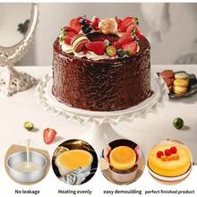 1 套高品质铝制圆形蛋糕模具，固定底部，适用于烤箱，厨房用品，烘焙必需品，适用于婚礼、情人节和生日派对 - 銀色 - 查看 10