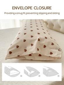 1件100%涤纶心形图案长枕套，适合床品装饰（不含枕芯）