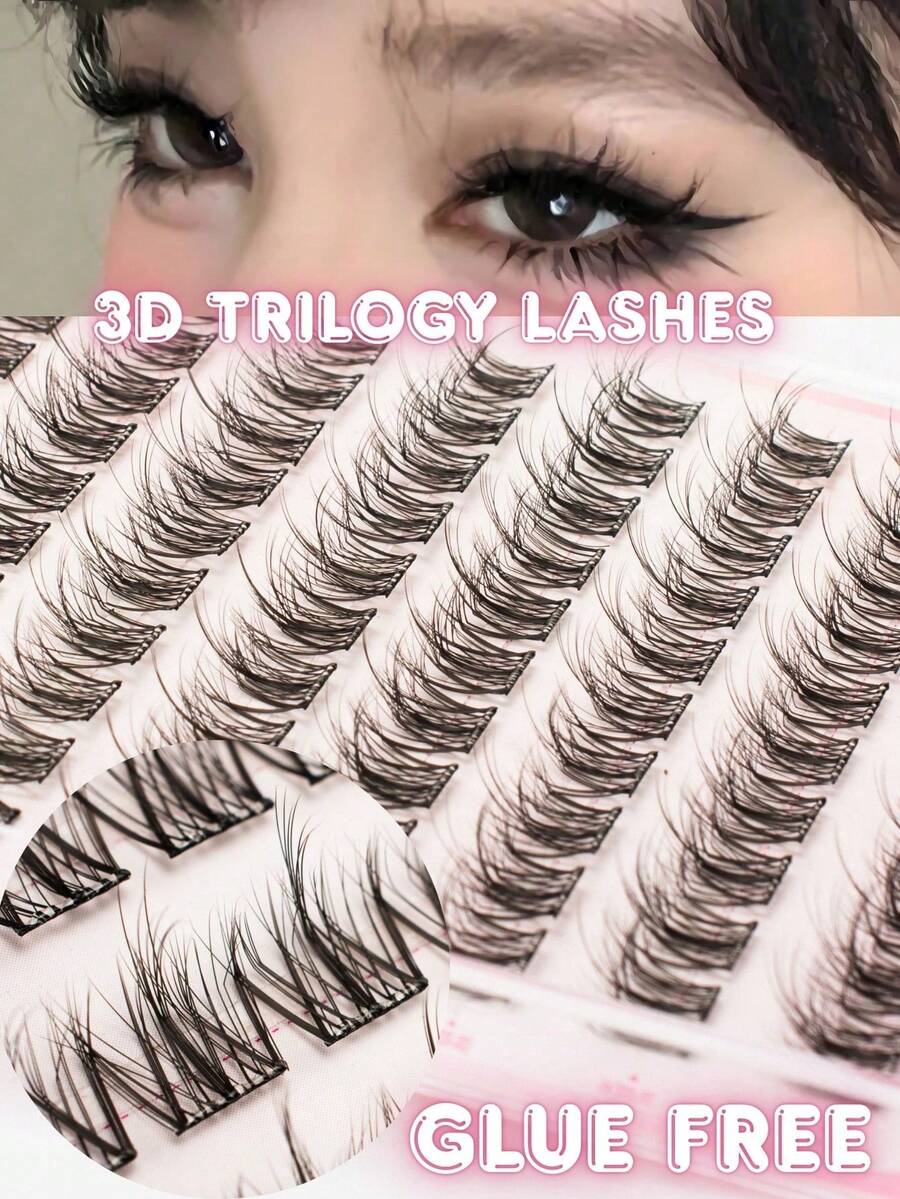 100 CHIẾC Lông mi giả CC Curl 3D Trilogy trông tự nhiên - Không cần keo dán, Nhẹ nhàng khi đeo hàng ngày, Có thể tái sử dụng, Dễ dàng sử dụng trong 3 giây, Tự dính Không cần keo dán Lông mi giả - Mi giả dán tức thì trong 3 giây, Có thể tái sử dụng với độ giữ nếp chắc chắn, Không cần keo dán lộn xộn Cụm lông mi, Cụm lông mi, Lông mi riêng lẻ, Lông mi, Lông mi giả