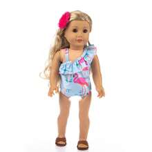 Ropa para muñeca reborn de 16-18 pulgadas, mono de una sola manga con estampado de flamencos azules para accesorios de muñeca