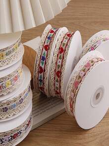 1yard Width Beige Floral Embroidered Lace Trim, DIY Accessories For Apparel, Bows, Headpieces - Multicolor - View 3