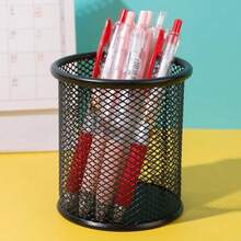 Qualsen 2 Packs Pen Pot, Pen Holder, Black Pencil Pots, Pen Holder For Desk, Mesh Desk Organizer Pen Pot Pencil Holders, Stationery Supplies Pencil Pots For Office, Home, Classroom New Pencil Holder Office Desk Metal Mesh Square Pen Pot Cup Case Container Organiser Durable Pencil Case