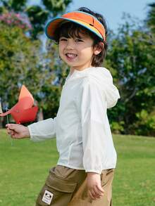 Balabala 2026年夏季青少年男童拉链连帽轻便防晒外套 - 本白 - 查看 3