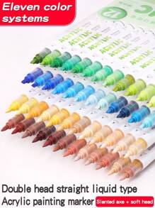 Set de regalo de 12 colores de bolígrafo de marcador acrílico de punta doble para estudiantes, arte DIY, graffiti, pintura, suministros escolares, vuelta al cole