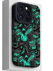 1 pieza Funda de teléfono con arte de letra de monstruo oscuro creativo y ojo pintado, cubierta protectora compatible con Apple XS/XSMax/XR/11/12/13/14/14Plus/15/15Plus/16/16Plus/7/8Plus